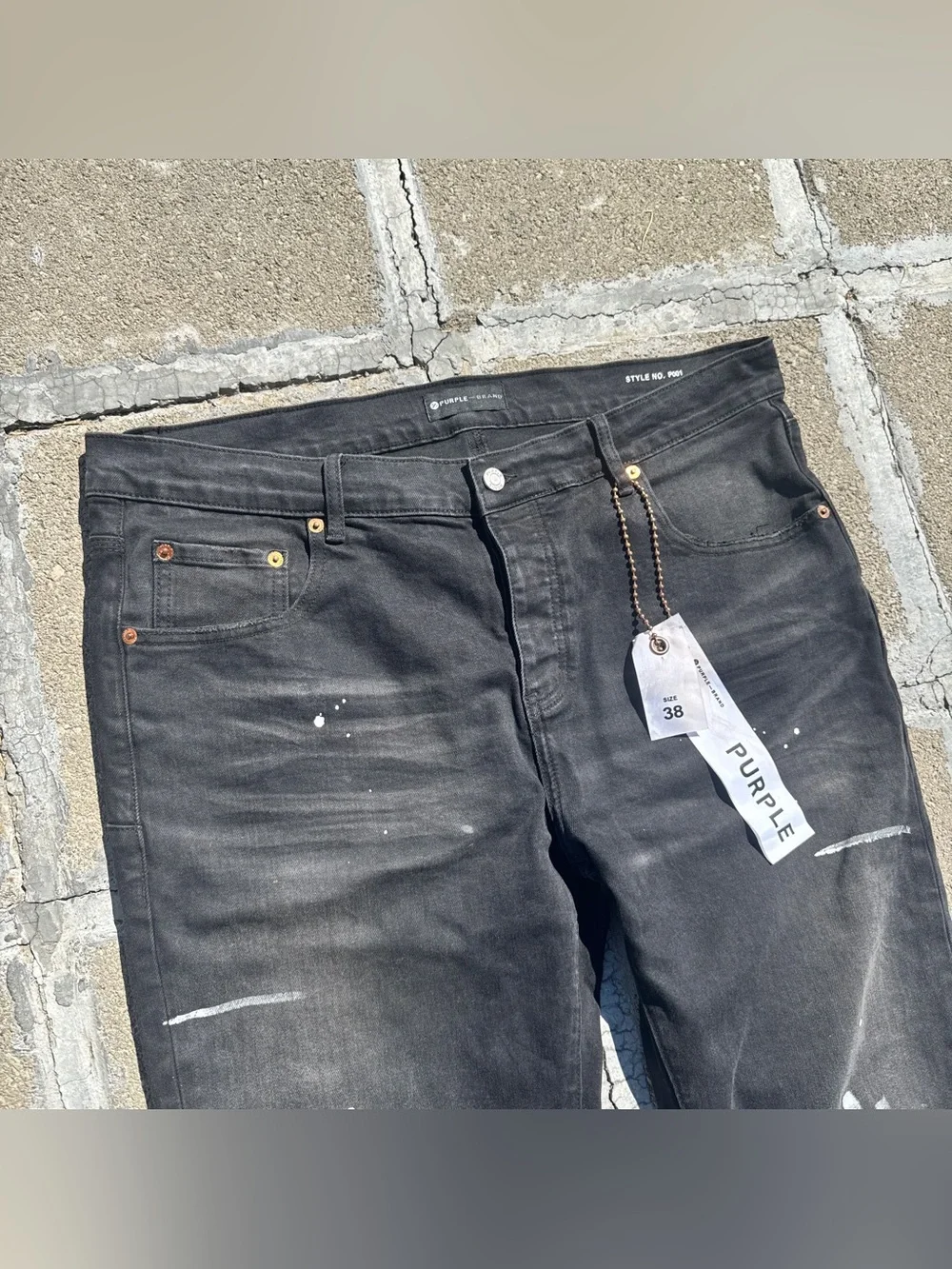 Purple Brand Black Paint Splatter Jeans